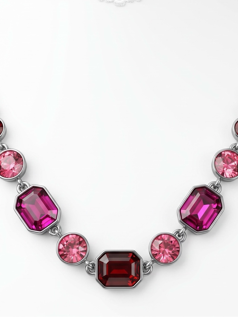 Vintage Givenchy Gunmetal Red & Pink Crystal Statement Necklace - Picture 7 of 10